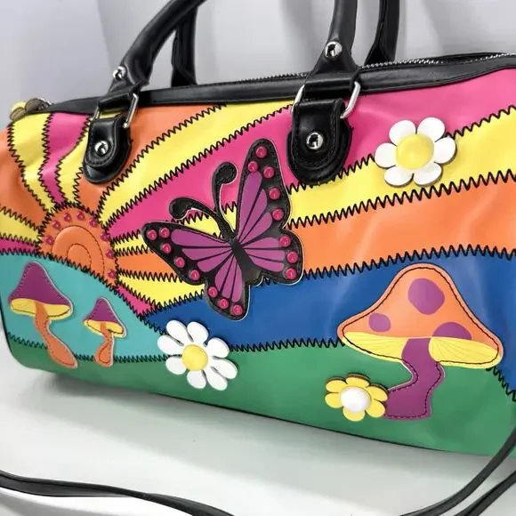 Current Mood Sunshine Mushroom Butterfly 70s Hippie Purse Bag Dolls Kill 60s - Picture 2 of 9